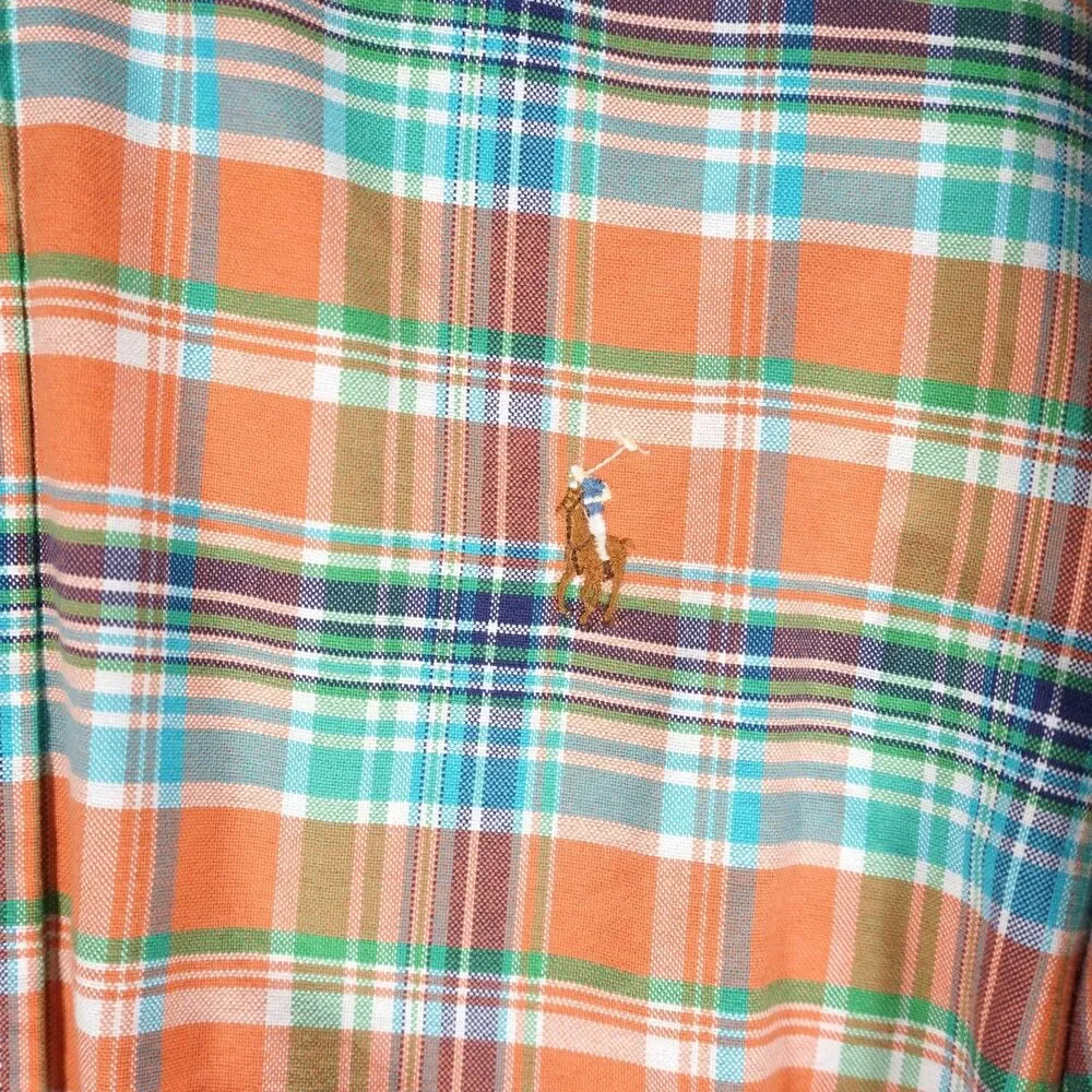 Polo Ralph Lauren Madras Plaid Button Up Shirt Orange Men's Large